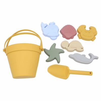 China Food Grade Silicone Supplier Soft Silicone Baby Sand Bucket Toy Set Beach Toys For One Pack Beach Toys 8 PCS Beach Bucket Set for sale