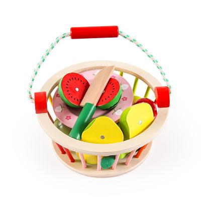 China Funny Educational Magnetic Wooden Cutting Toy Fruits Cutting Food Play Set Toy with Basket for Toddlers Boy Girl Kitchen Play Kitchen Accessories for sale