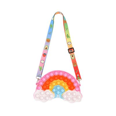 China Popular Rainbow Pop Purse Stir Gifts Toy Sensory Stress Relief Toy Bag Easter Candy Purse Silicone Purse Gifts For Girls for sale