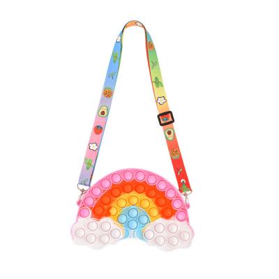 China New Popular Rainbow Silicone Bubbles Popping Unicorn Bag Rainbow Bag High Quality Wholesale Rainbow Bag for sale