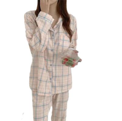 China Factory Wholesale Breathable Spring Home Long Sleeved Pajamas Women's Suit Cardigan Lapels for sale