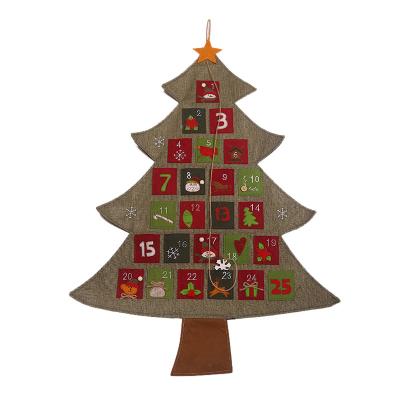 China Christmas Tree Calendar Countdown Shopping Mall Holiday Decorations Canvas Pendant for sale