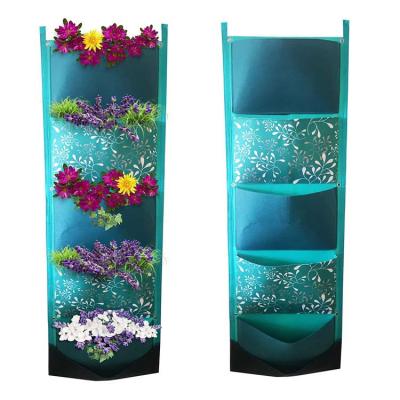 China Roots Are Easier To Grow Environmentally Friendly Waterproof Vertical Hanging 7 12 15 18 Pockets Felt Hanging Planter For Out Door Plants for sale