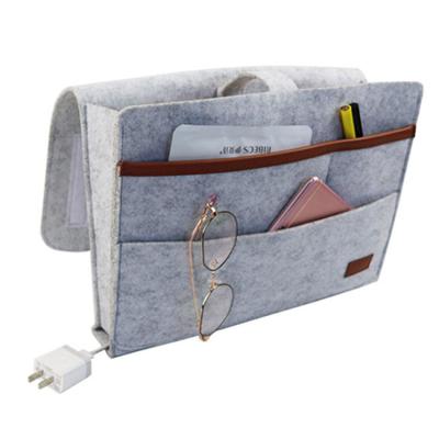 China Home Storage Bag Viable Shockproof Durable Feel Soft Bedside Fabric Storage Sofa Felt Bedside Felt Storage Hanging Bag for sale