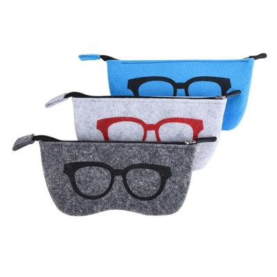 China Viable Amazon Wholesale Customized Fashionable Travel Sun Glass Case Portable Soft Felt Eye Glass Pouch for sale