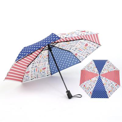 China Fashion Digital Printing Automatic Umbrella Wholesale Minimalist Windproof 3 Times Umbrella for sale