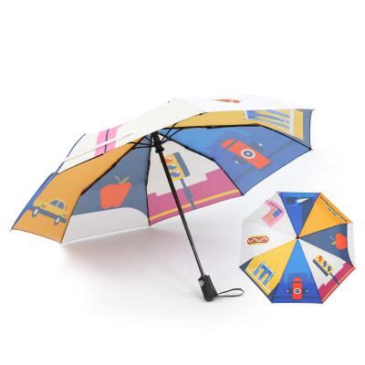 China Fashion Umbrella 3 Folding Fancy Design Minimalist Hot Selling Full Printing Custom Umbrella for sale