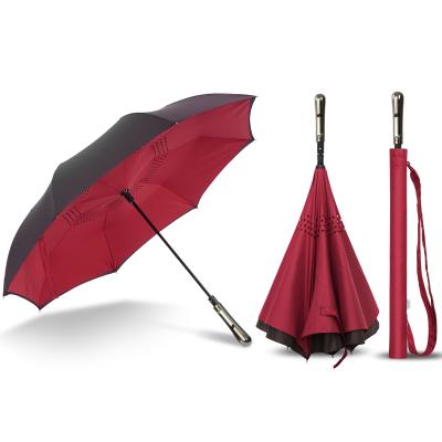 China Contemporary Hot Selling Popular Straight Bone Open Hand Close Reverse Chromatic Straight Car Umbrella for sale