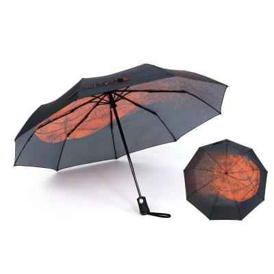 China 2022 Cheap Custom Logo Digital Print Wholesale Promotional 3 Times Umbrella With Strong Windproof for sale