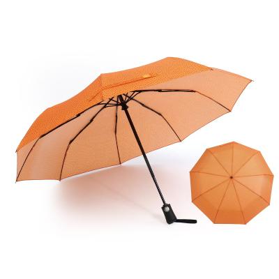 China New Arrival Minimalist China 3 Times Windproof Rainproof Umbrella With Orange Spot Color for sale