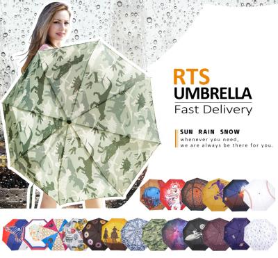 China Fashion Design Minimalist Travel Three Fold Dinosaur Windproof Umbrella With Automatic Function for sale