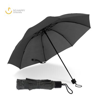 China Minimalist Women Businessman Women Pongee Cloth Classic Solid Steel Gray Umbrella 3 Fold for sale