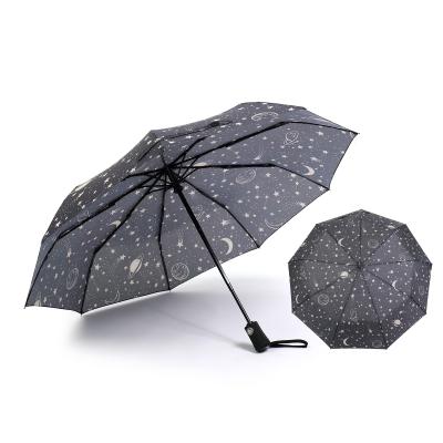 China Hot Selling Chunyafang Black Star 3 Fold Auto Farm Fashion Opening190 Tons Printing Umbrella for sale