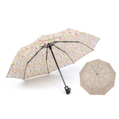 China New Fashion Low Price 3 Times Transitional Umbrella With Sublimation Full Printing Fast Food Auto Switch Umbrella for sale