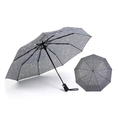 China Transitional Fashion Full Star Printing Theme 21 Inches Open And Close Automatic 3 Fold Umbrella for sale