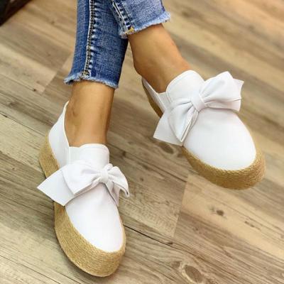 China Fashion trend shoes flat women 2021 autumn/winter wedges bow-knot loafers slip-on casual shoes polka dot thick-soled platform shoes for sale