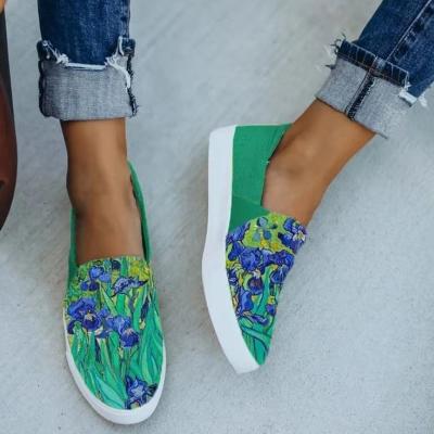 China Fashion trend sneakers for women and ladies spring and autumn fashion new printing leisure flat bottom lazy shoes sports large for sale