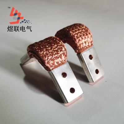 China Flat Electrical Ground Copper Ground Strap Braided Flexible Copper Connector for sale