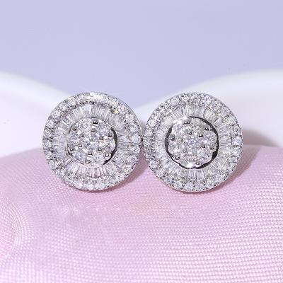 China Popular Fashion Jewelry Trendy 18k Gold Plated Women's Diamond Circle Stud Earrings for sale