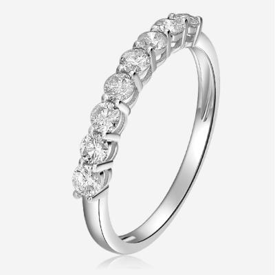 China Hot sale Amozon CLASSIC 14k simple classic white gold round stones engagement moissanite solder ring for women for sale