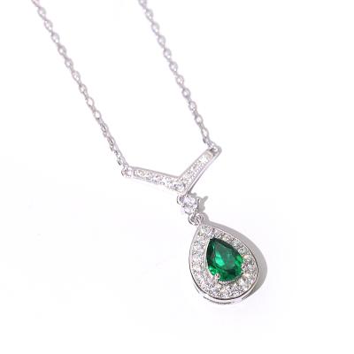 China CLASSIC Trendy Green Water Drop Gems Jewelry Design FFT Charms Pendant Necklace for sale