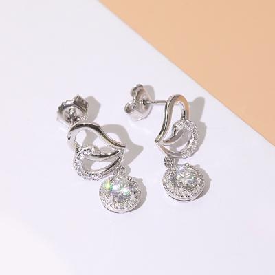 China Popular Soft Fashion 925 Sterling Silver Moissanite Dangle Butterfly Earrings Women for sale