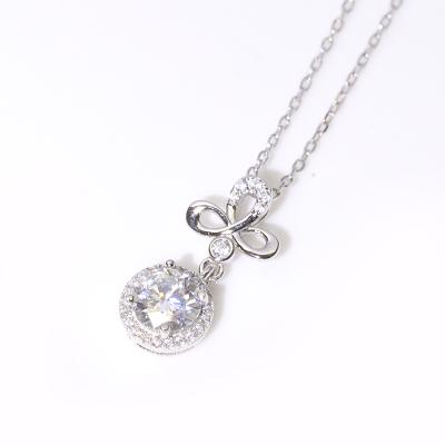 China Fashion Trendy Simple Women Jewelry Necklace Design 925 Sterling Silver Moissanite Stone Charm Pendant for sale