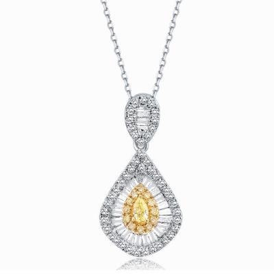 China 18K Yellow Gold Diamond Luxury Baguette Jewelry FFT Necklace Pendant Engagement Gift For Women for sale