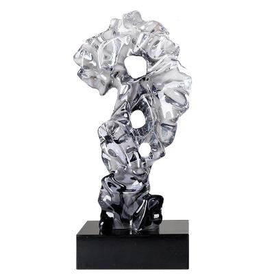 China Europe New Design High Quality Transparent Abstract Cast Resin Sculpture For Home Statue Resin Material for sale