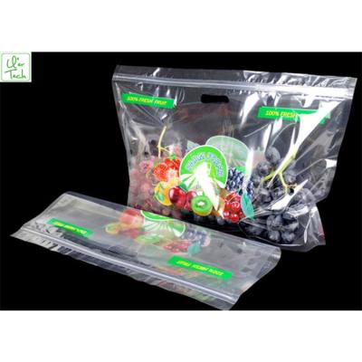 China Recyclable ECO TRANSPARENT HANDLE STAND UP ZIPPER BAG WITH AIR HOLE FOR FRUIT/VEGETABLE GRAPE for sale