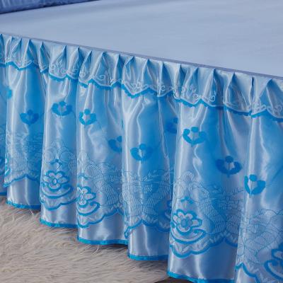 China Beautiful home bedskirt lace decorative fitted luxury lace fabric home and hotel bed skirt sets for sale