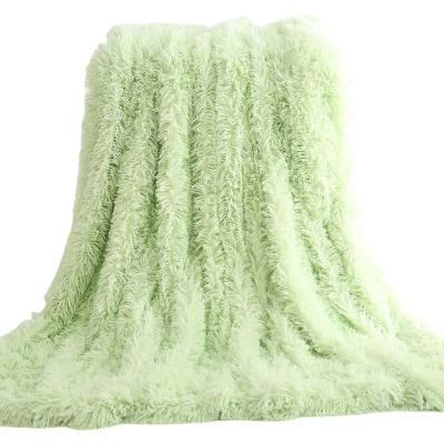 China PORTABLE Hot Sale Thick Colorful Link Dye Plush Shaggy Fleece 200*230CM Throw Blanket for sale