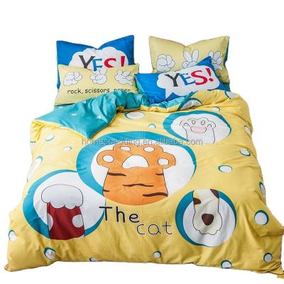 China High Quality Folded Lovely Homes Bedding Luxury Cotton 3 Pieces Cartoon Printed Super Soft Comfortable Kids Sheet Set for sale