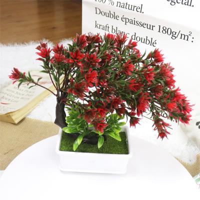 China Plastic Potted Mini Potted Plant Decoration Festival Artificial Flower Ornament Small Table Bonsai Indoor Home Office Decor Artificial for sale