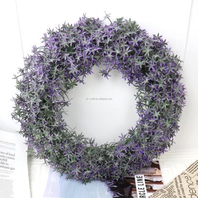 China Home Customized Wholesale Artificial Hanging Flowers Wreath Wedding Door Garland Purple Plastic Base Wreath Home Decorative Decor for sale