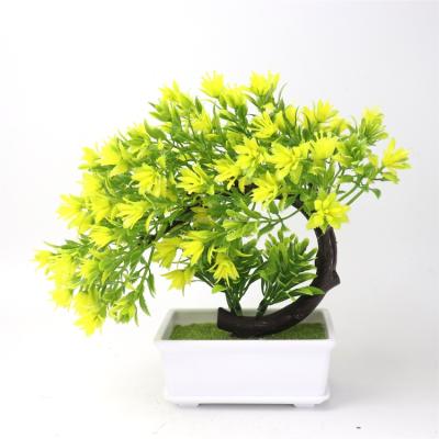 China Indoor Artificial Bonsai Potted Mini Potted Plant Decoration Festive Table Home Decor Small Plastic Artificial Flower Bonsai for sale