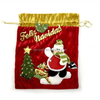 China Cloth Door Decoration Christmas Gift Handbag Party Decoration Christmas Drawstring Candy Bag Home Ornaments for sale