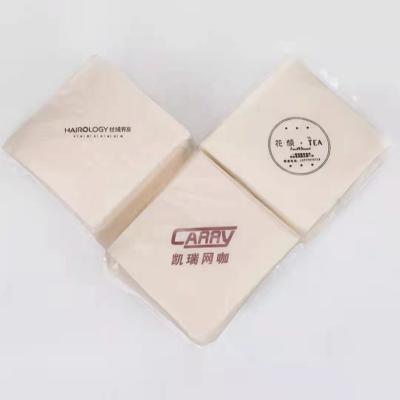 China Disposable Biodegradable Unbleached Fast Food Disposable 230x230mmx Sanitary 2 Layer Napkins for sale