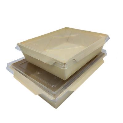 China Gradient made in China high quality bamboo fiber material 1200ml salad vegetable box with plastic lid for sale