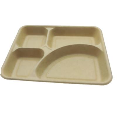 China Eco Friendly Disposable Food Boxes Caterer Packing Disposable Bagasse Sugar Cane 4 Compartment Food Packing Containers for sale