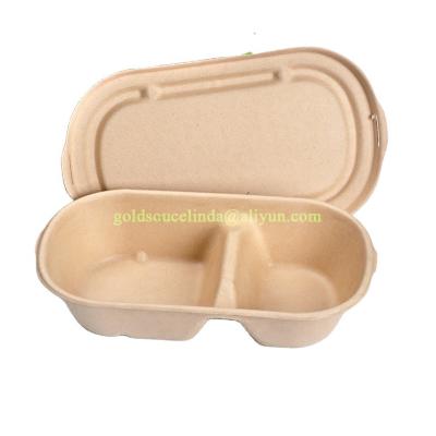 China Disposable Paper Lunch Box 800ml 2 Compartments Disposable Food Box With Lid for sale