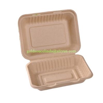 China Biodegradable Rectangle Disposable Clamshell Box Packaging 9*6 Inch 950ml Clamshell Box for sale