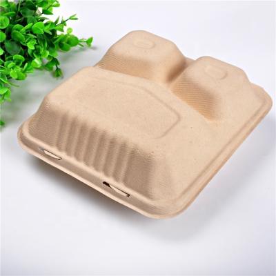 China Amazon Success 8 Inch 800ml 3 Compartment Clamshell Food Biodegradable Disposable Food Takeout Box for sale