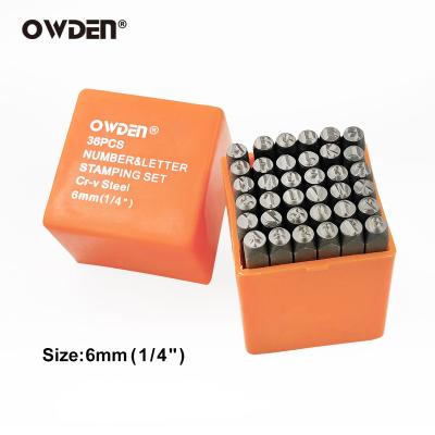 China 6 Mm OWDEN 36Pcs Letter And Number Punch Set Steel Metal Stamping Tool Kit 6mm Steel Number And Letter Punch Stamping Set for sale