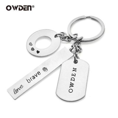 China Jewelery Stainless Steel Stamp Customized Key Ring Pendant With Engraved Animal Logo Key Ring Dog Tag for sale