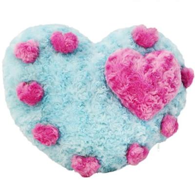 China Cyan Plush Heart Pillow Cute Viable Lovely Valentine Gift Throw Cushion With Small Round Heart for sale