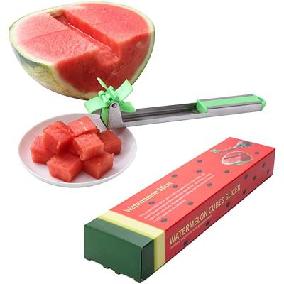 China Viable Tools Kitchen Fruit Vegetable Hollow Puncher Knife Cutter Slicer Watermelon Stainless Steel Instrument With Melon Baller Scoop for sale