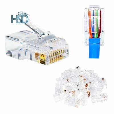 China High quality pure copper PC/ABS+ Cat5 Cat6 arched unshielded RJ45 connector plug rj45 cat6 connector for sale