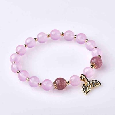 China China Natural Simple Mineral Jewelry Rose Quartz Raw Charm Bracelets For Ladies Gifts for sale