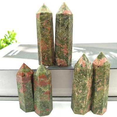 China China Unique Natural Stone Unakite Ore Hexagonal Ore Opens Crystals Column for sale